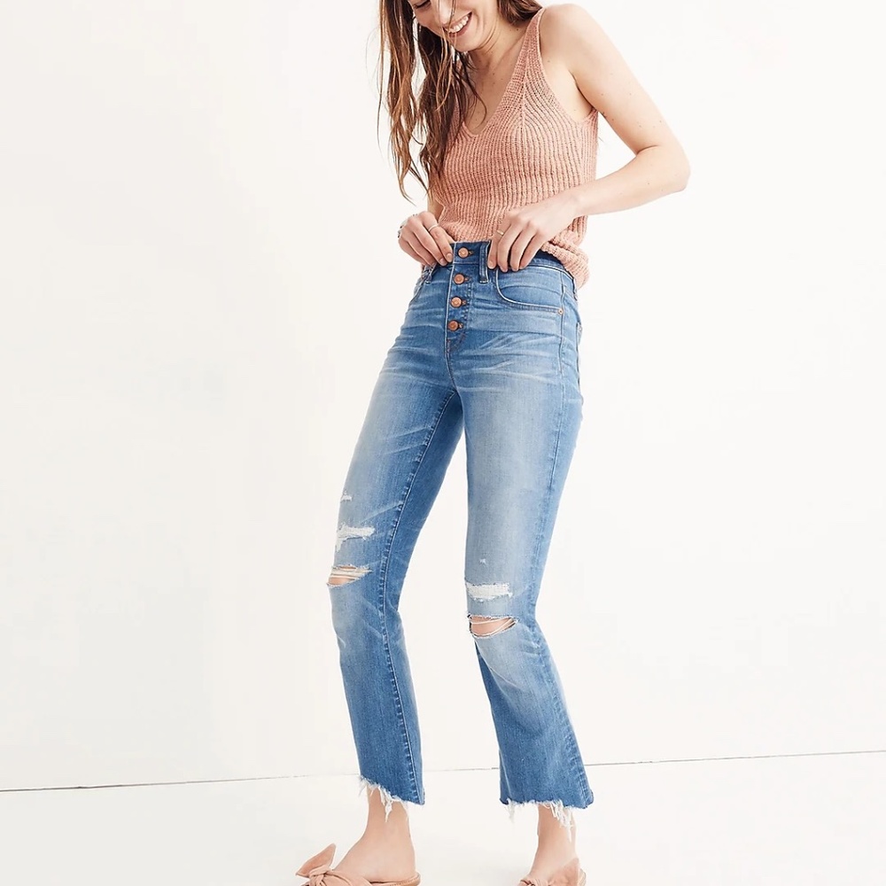 Madewell Cali Demi-Boot Jeans in Bronson Wash: Button-Front Edition